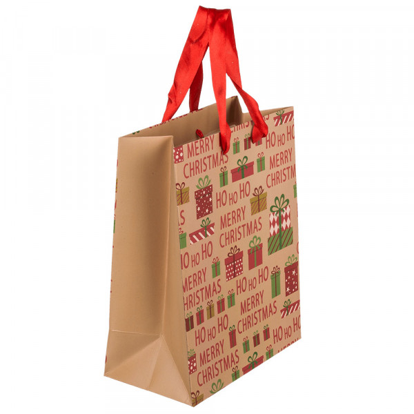 Pungă de hârtie pentru cadouri „Ho Ho Ho” (26x10x32cm) Pungă de hârtie pentru cadouri „Ho Ho Ho” (26x10x32cm)