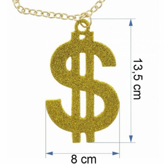 Lanț cu semn mare de dolar strălucitor