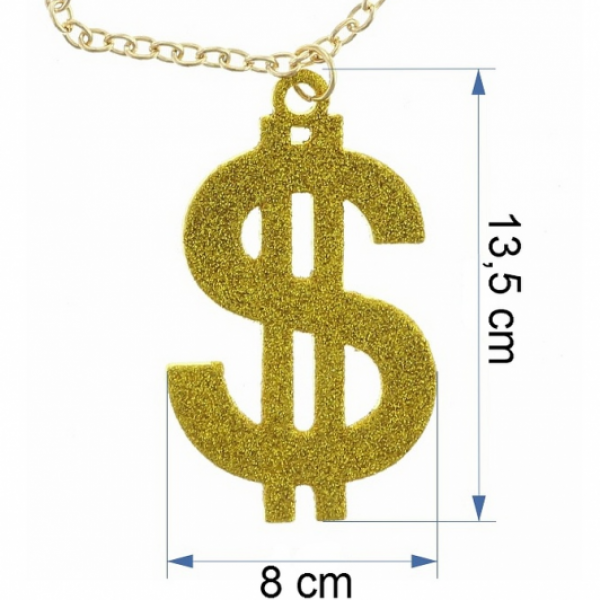 Lanț cu semn mare de dolar strălucitor Lanț cu semn mare de dolar strălucitor