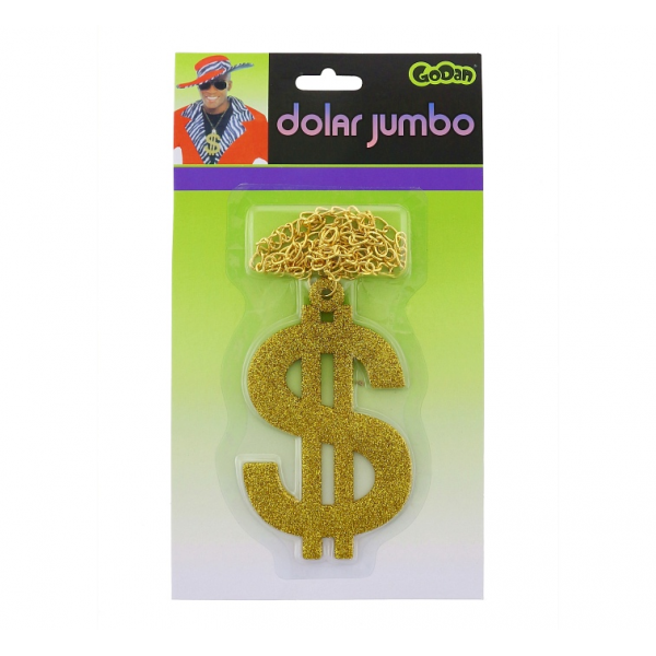 Lanț cu semn mare de dolar strălucitor Lanț cu semn mare de dolar strălucitor