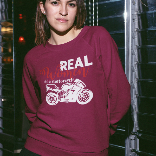Hanorac "Real women ride motorcycle" (fără glugă)