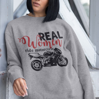 Hanorac "Real women ride motorcycle" (fără glugă)