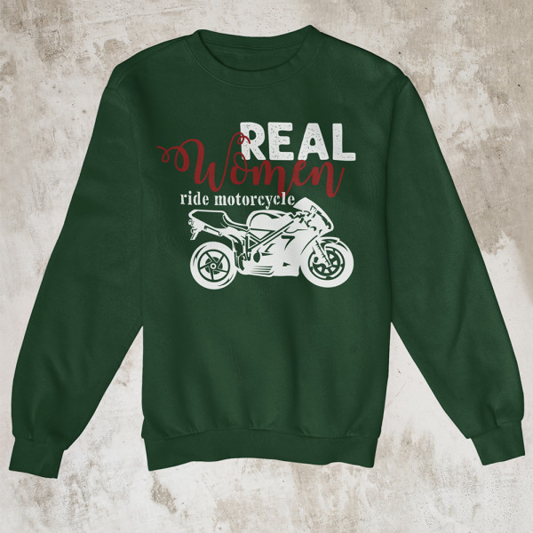Hanorac "Real women ride motorcycle" (fără glugă)