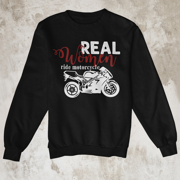 Hanorac "Real women ride motorcycle" (fără glugă)