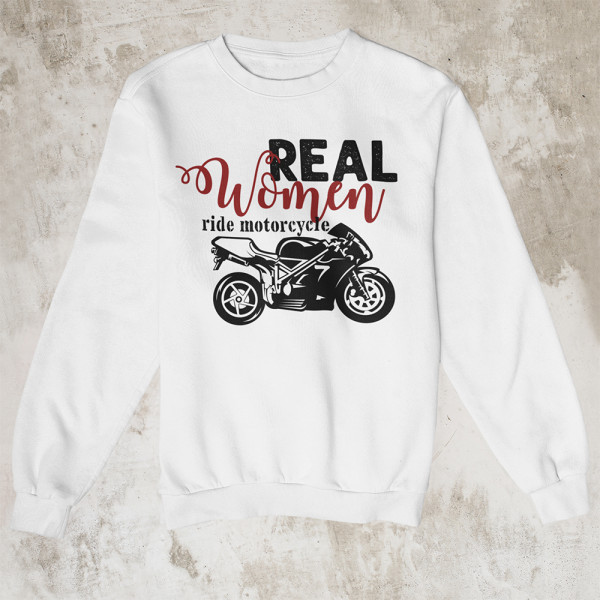 Hanorac "Real women ride motorcycle" (fără glugă)