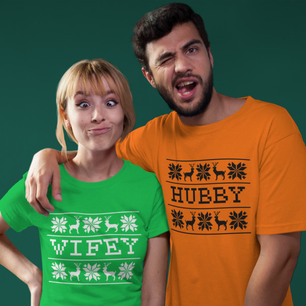 Set de tricouri "Hubby and wifey Christmas" Set de tricouri "Hubby and wifey Christmas"