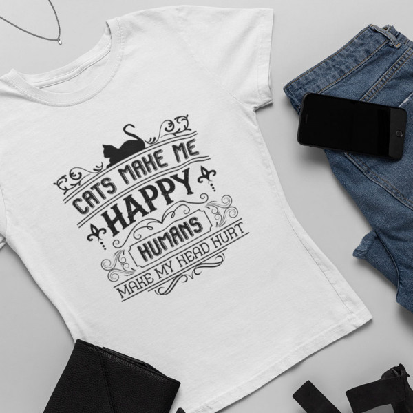 Tricou pentru femei "Cats make me happy"