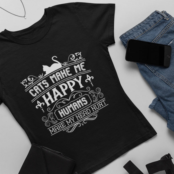 Tricou pentru femei "Cats make me happy"