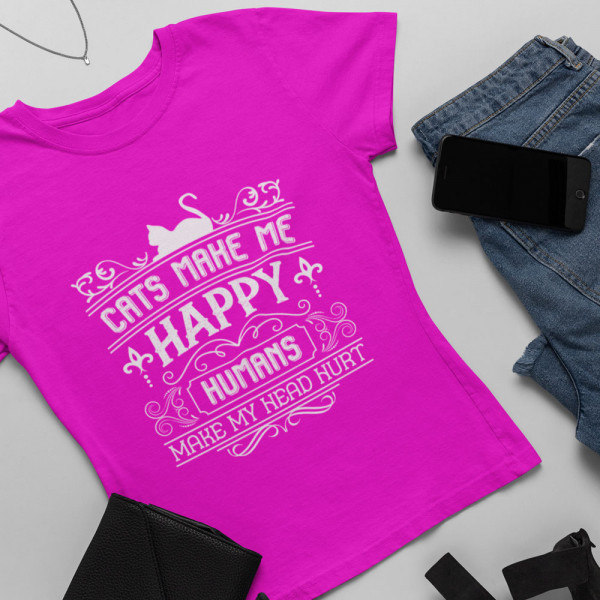 Tricou pentru femei "Cats make me happy"