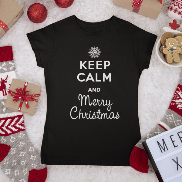 Tricou pentru femei "Keep calm Merry Christmas"