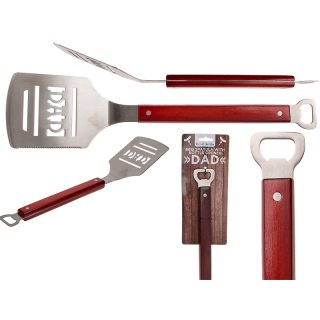 XL Metal Grill și Spatulă Pan cu deschizător de sticle "TATA"