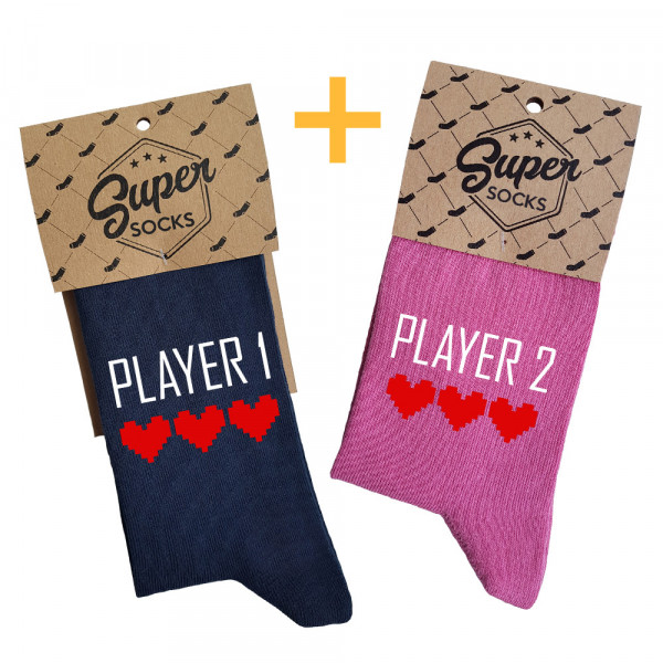 Set de șosete pentru cuplu "Player 1 and Player 2" Set de șosete pentru cuplu "Player 1 and Player 2"