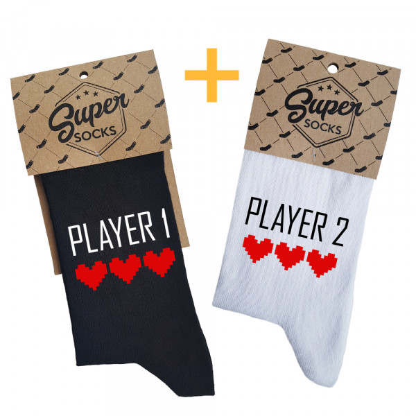 Set de șosete pentru cuplu "Player 1 and Player 2" Set de șosete pentru cuplu "Player 1 and Player 2"