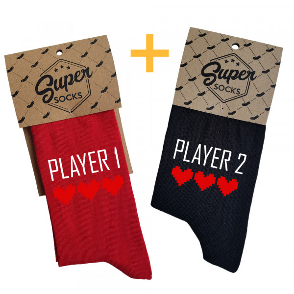 Set de șosete pentru cuplu "Player 1 and Player 2" Set de șosete pentru cuplu "Player 1 and Player 2"