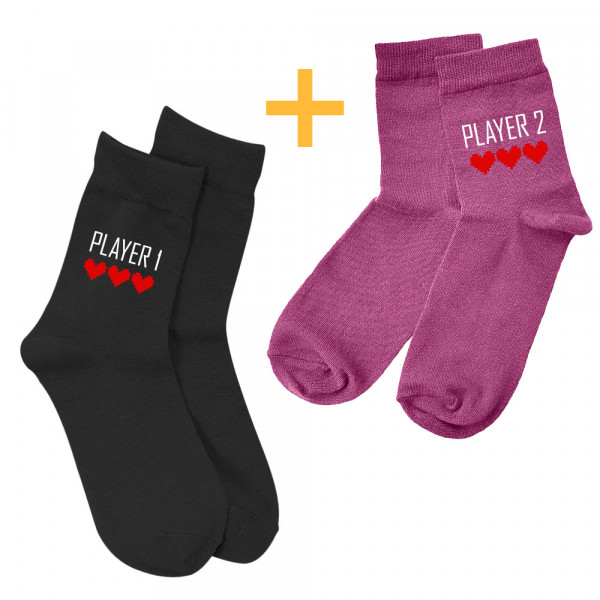 Set de șosete pentru cuplu "Player 1 and Player 2" Set de șosete pentru cuplu "Player 1 and Player 2"