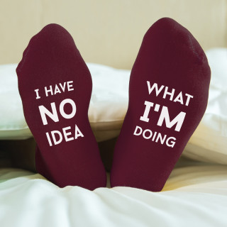 Șosete de damă cu imprimeu pe talpă "I have no idea what i'm doing"