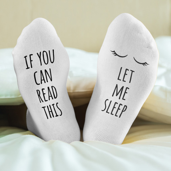 Moteriškos kojinės su spauda ant padų "Let me sleep" Moteriškos kojinės su spauda ant padų "Let me sleep"