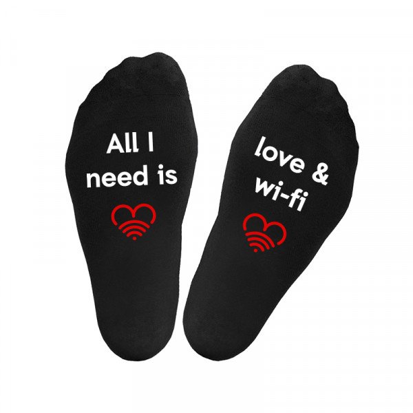 Șosete de damă cu imprimeu pe talpă "Love & Wifi" Șosete de damă cu imprimeu pe talpă "Love & Wifi"