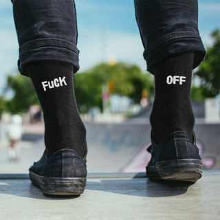 Șosete cu imprimeu pe spate "Fuck off"