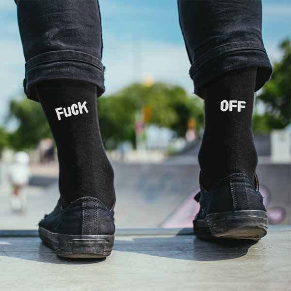 Șosete cu imprimeu pe spate "Fuck off"