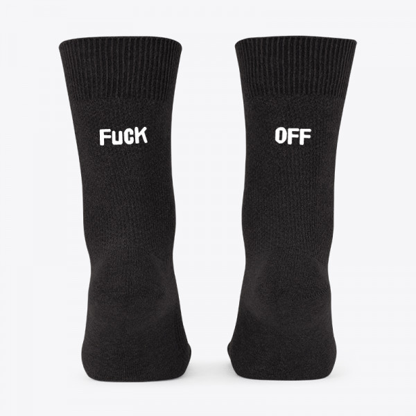 Șosete cu imprimeu pe spate "Fuck off"