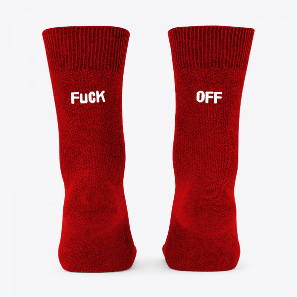 Șosete cu imprimeu pe spate "Fuck off"
