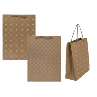 Pungă cadou din hârtie Kraft „Ornament floral” (34.5x25x8cm)