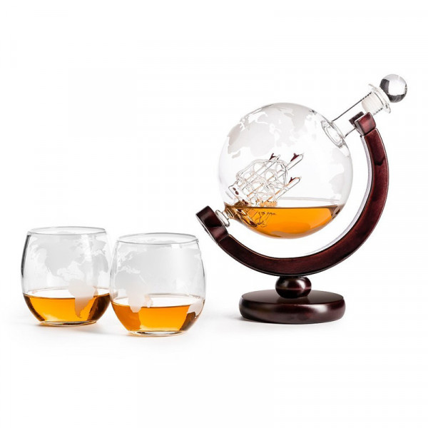 Carafă în formă de glob cu 2 pahare Carafă în formă de glob cu 2 pahare