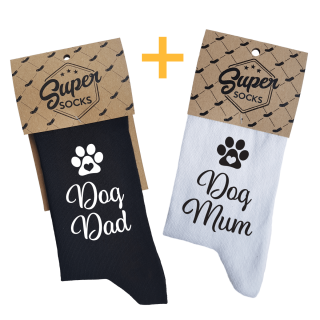 Set de șosete pentru cuplu "Dog Dad & Mum"
