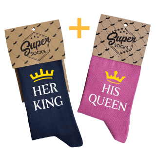 Set de șosete pentru cuplu "King & Queen"