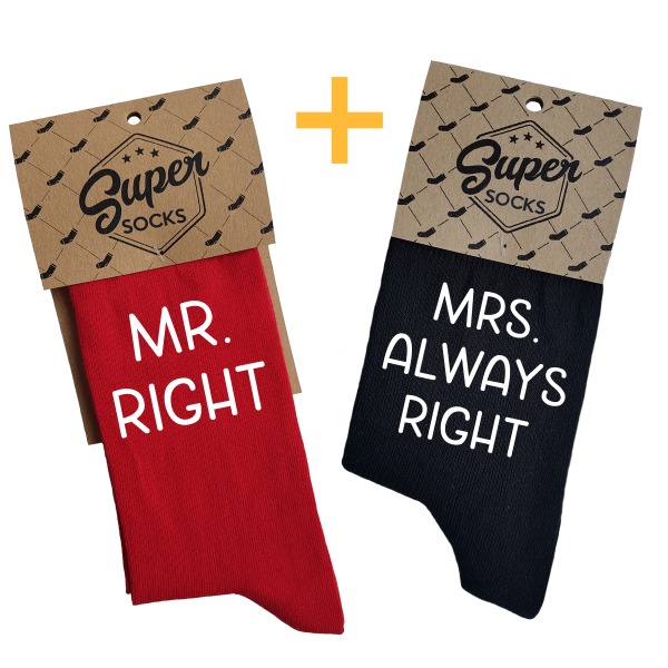 Set de șosete pentru cuplu "Mr. Right & Mrs. Always Right" Set de șosete pentru cuplu "Mr. Right & Mrs. Always Right"