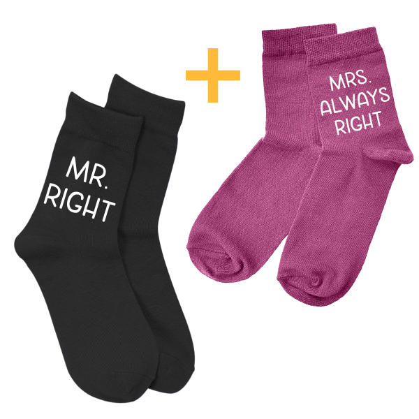Set de șosete pentru cuplu "Mr. Right & Mrs. Always Right" Set de șosete pentru cuplu "Mr. Right & Mrs. Always Right"