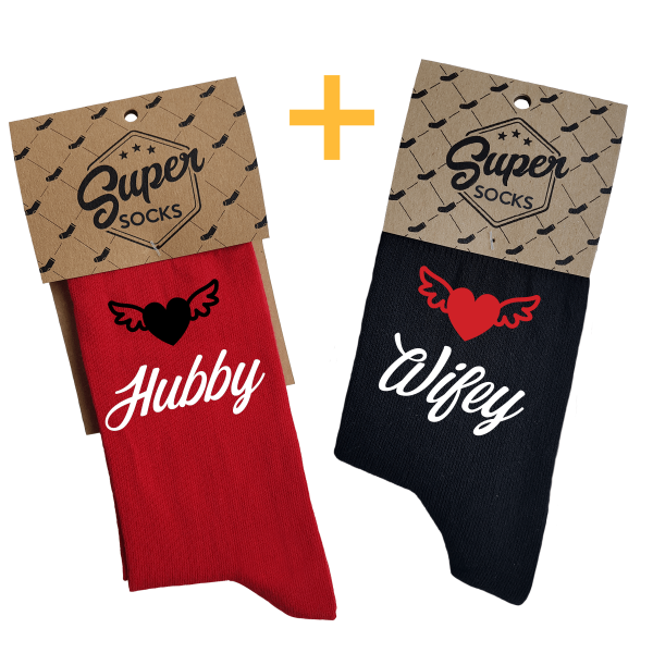 Set de șosete pentru cuplu "Wifey & Hubby" Set de șosete pentru cuplu "Wifey & Hubby"