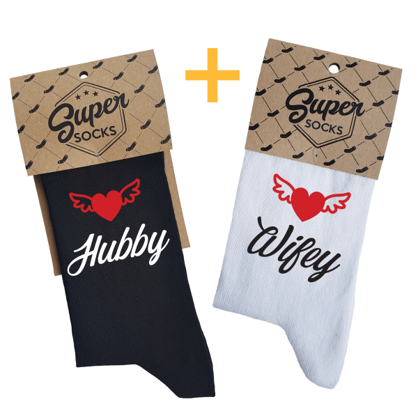 Set de șosete pentru cuplu "Wifey & Hubby" Set de șosete pentru cuplu "Wifey & Hubby"