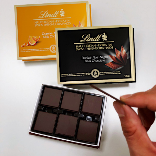 LINDT THINS ciocolată neagră, 125g LINDT THINS ciocolată neagră, 125g