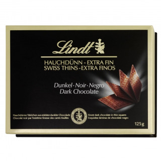 LINDT THINS ciocolată neagră, 125g