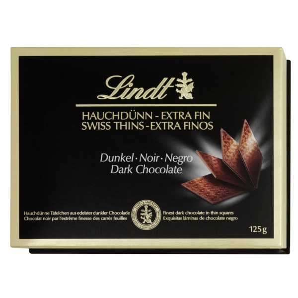 LINDT THINS ciocolată neagră, 125g LINDT THINS ciocolată neagră, 125g