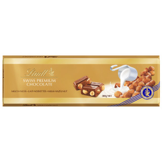 XL „LINDT GOLD” Ciocolată cu lapte cu alune întregi, 300g