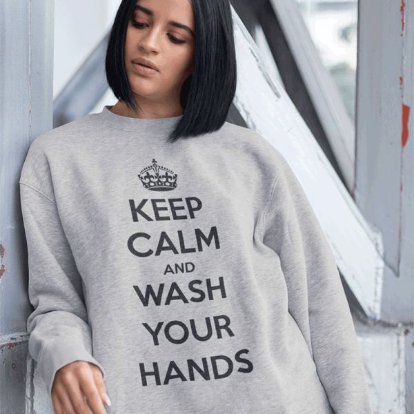 Hanorac "Keep Calm Wash Your Hands" (fără glugă) Hanorac "Keep Calm Wash Your Hands" (fără glugă)