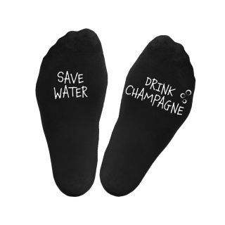 Șosete de damă cu imprimeu pe talpă „Save water.Drink champagne“