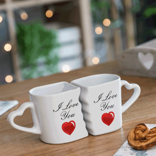Cană dublă pentru el și ea "I Love You"