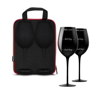 Set de pahare de vin negre uriașe „Cui îi pasă”