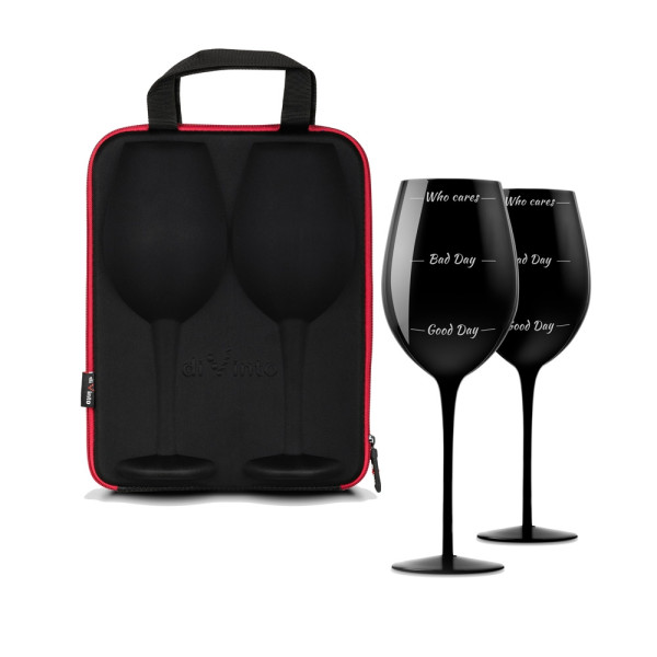 Set de pahare de vin negre uriașe „Cui îi pasă”