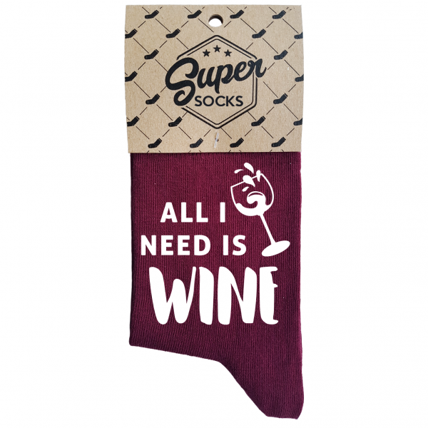 Șosete pentru femei „All I need is wine“ Șosete pentru femei „All I need is wine“