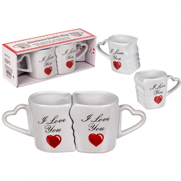 Cană dublă pentru el și ea "I Love You"