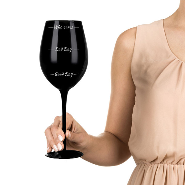 Set de pahare de vin negre uriașe „Cui îi pasă”