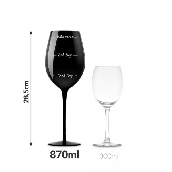 Set de pahare de vin negre uriașe „Cui îi pasă”