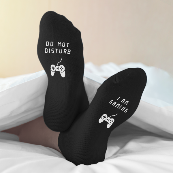 Șosete cu imprimare pe tălpi "I am gaming, do not disturb" Șosete cu imprimare pe tălpi "I am gaming, do not disturb"