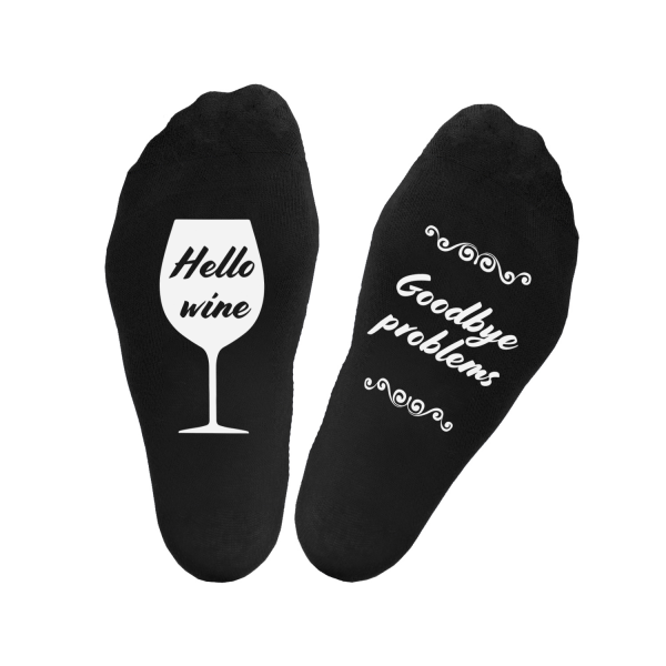 Șosete cu imprimare pe tălpi "Hello wine - Goodbye problems" Șosete cu imprimare pe tălpi "Hello wine - Goodbye problems"