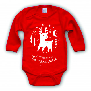 Salopetă roșie pentru bebeluși "It's the season to sparkle"